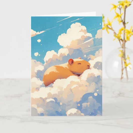 Capybara Dreaming in den Wolken Karte (Gelbe Blume)