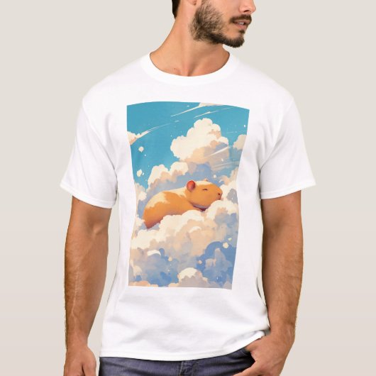 Capybara Dreaming in den Wolken T-Shirt (Vorderseite)