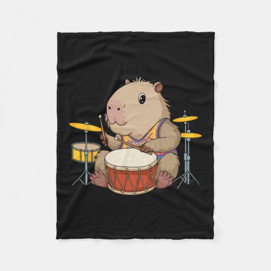 Capybara Drummer Trommeln Rodents Funny Capyb Fleecedecke (Vorderseite)