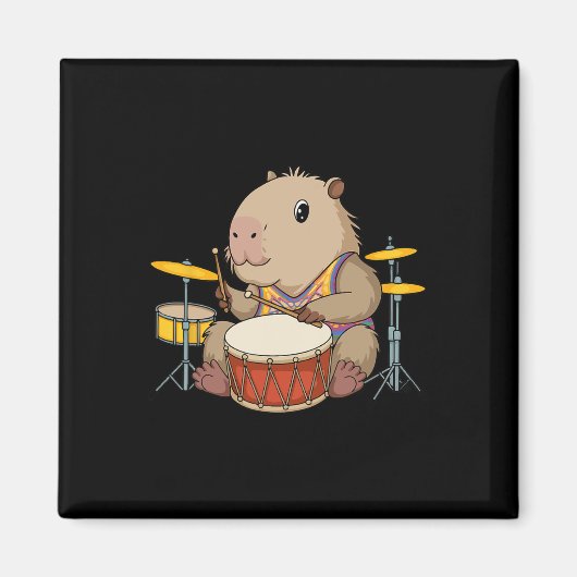 Capybara Drummer Trommeln Rodents Funny Capyb Magnet (Vorne)