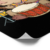 Capybara Drummer Trommeln Rodents Funny Capyb Poster (Ecke)