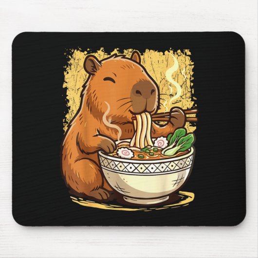 Capybara Eating Ramen Noodles Mousepad (Vorne)