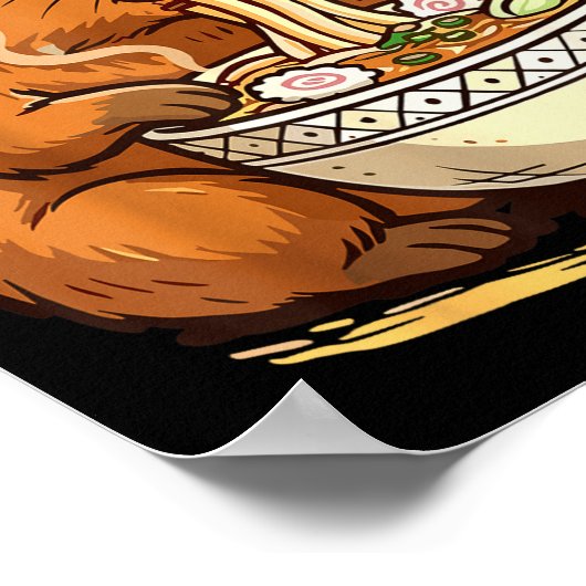 Capybara Eating Ramen Noodles  Poster (Ecke)