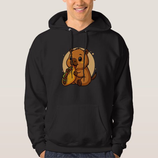 Capybara Eating Taco Mexican Capybara Kawaii Anime Hoodie (Vorderseite)