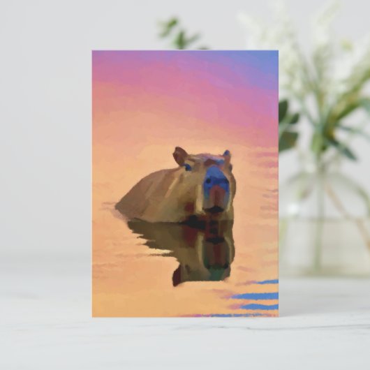 Capybara Einfachheit Ruhe am See Dankeskarte (Stehend Vorderseite)