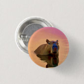 Capybara Einfachheit Tranquil Lake Square Sticker Button (Vorne & Hinten)