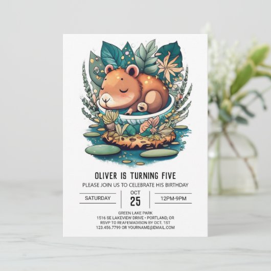 Capybara Einladung zum Geburtstag (Stehend Vorderseite)