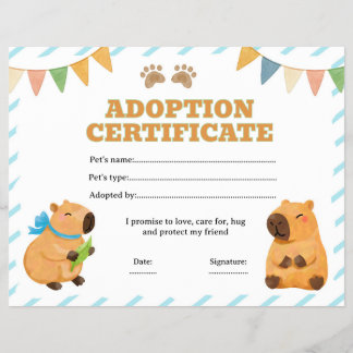 Capybara-Einverständniserklärung zur Adoption eine Flyer