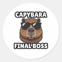 Capybara-Endboss-Kunstaufkleber Runder Aufkleber