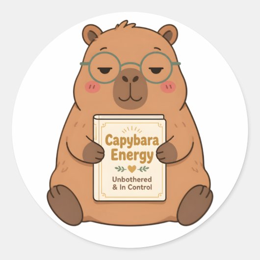 Capybara-Energie Unbothered-Brille Aufkleber (Vorderseite)