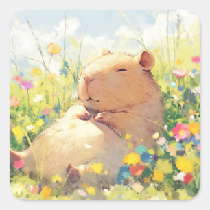 Capybara Entspannung Quadratischer Aufkleber