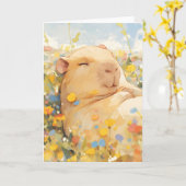 Capybara Erholung in Friedlichen Almwiesen Karte (Gelbe Blume)
