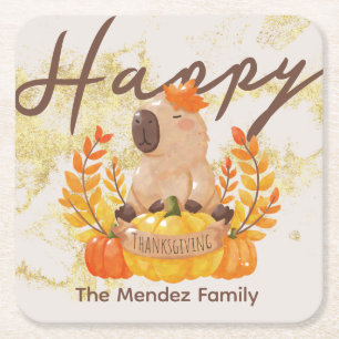 Capybara Erntedankfest Familienessen Rechteckiger Pappuntersetzer