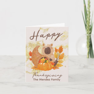 Capybara Erntedankfest Herbst Familie Karte