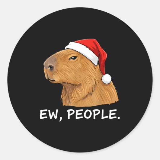 Capybara Ew People Christmas Funny Sarcastic Humor Runder Aufkleber (Vorderseite)