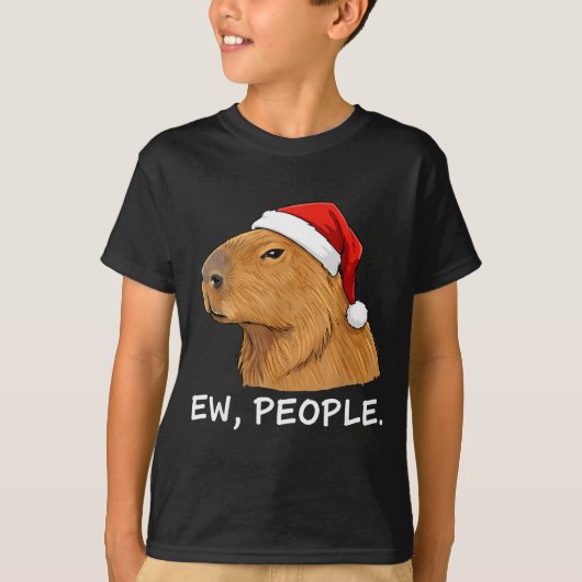 Capybara Ew People Christmas Funny Sarcastic Humor T-Shirt (Vorderseite)