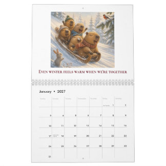 Capybara-Familie 2027 Kalender – Süße Tierillustra