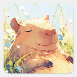 Capybara Faulenzer Tage Quadratischer Aufkleber