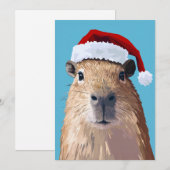 Capybara feierlich in Weihnachtsmannmütze Einladung (Vorne/Hinten)