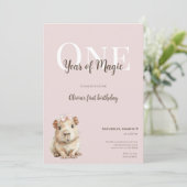 Capybara First Birthday Invitation • Woodland Girl (Stehend Vorderseite)