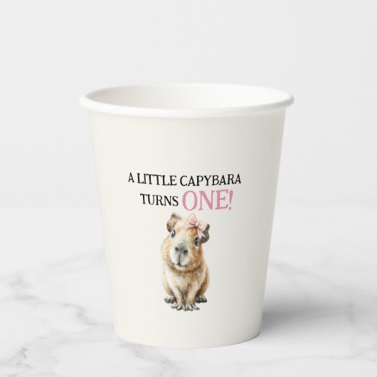 Capybara First Birthday Pappbecher (Vorderseite)