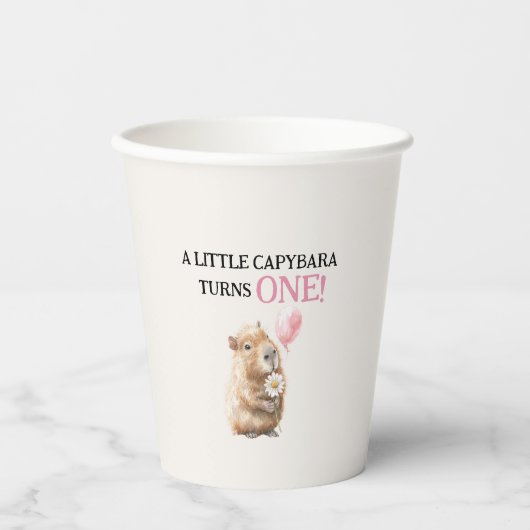 Capybara First Birthday Pappbecher (Vorderseite)