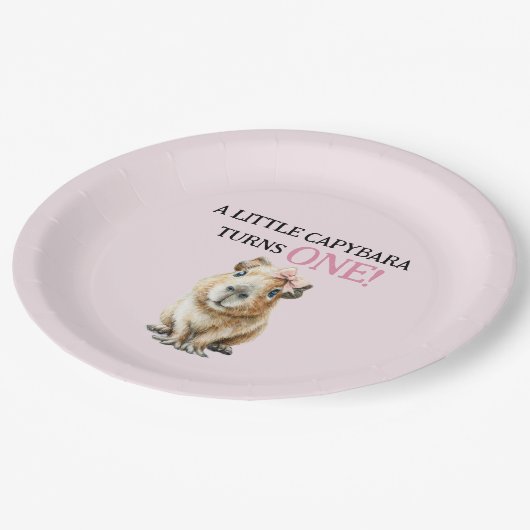 Capybara First Birthday  Pappteller (Schrägansicht)