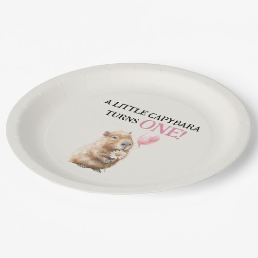 Capybara First Birthday  Pappteller (Schrägansicht)