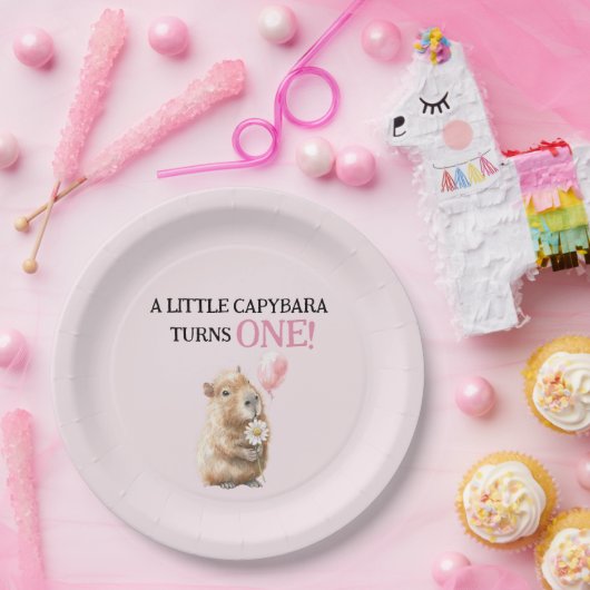 Capybara First Birthday  Pappteller (Party)