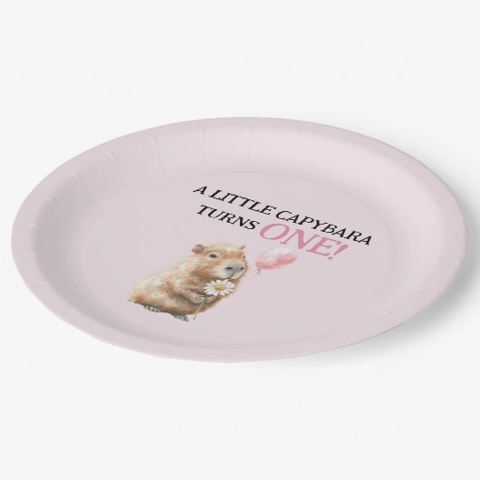 Capybara First Birthday  Pappteller (Schrägansicht)