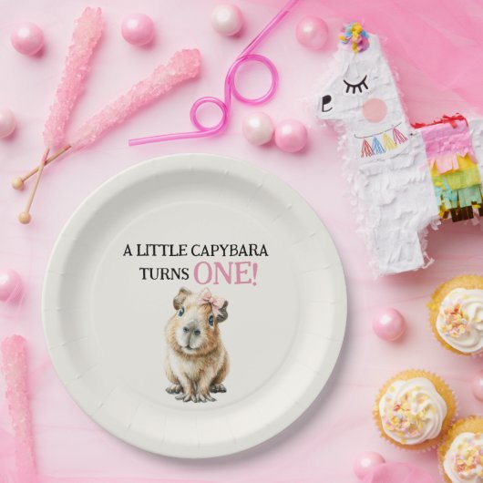 Capybara First Birthday  Pappteller (Party)