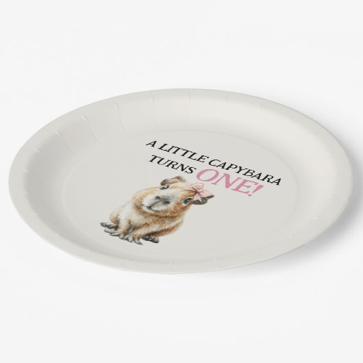 Capybara First Birthday  Pappteller (Schrägansicht)