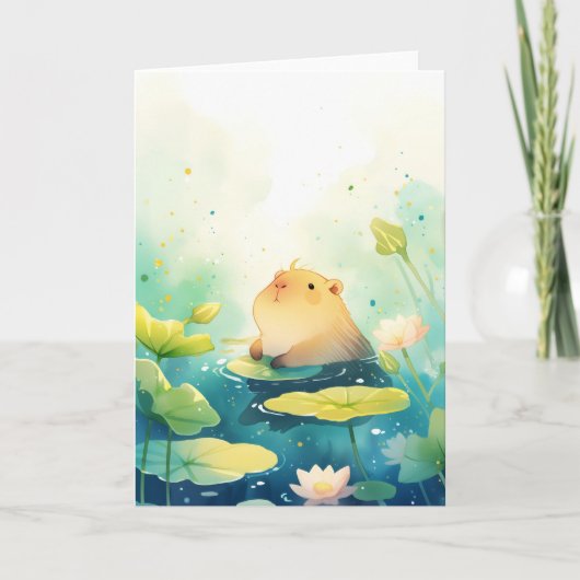 Capybara Floating in Bliss Karte (Vorderseite)
