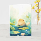 Capybara Floating in Bliss Karte (Gelbe Blume)