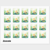 Capybara Floating in Bliss Quadratischer Aufkleber (Blatt)