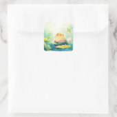 Capybara Floating in Bliss Quadratischer Aufkleber (Tasche)