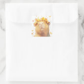 Capybara Floral Crown Quadratischer Aufkleber (Tasche)