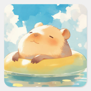 Capybara-Friedliche-Zuflucht Quadratischer Aufkleber