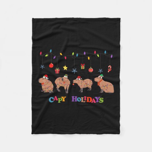 Capybara Frohe Weihnachten Capybaras Lover Funny C Fleecedecke (Vorderseite)