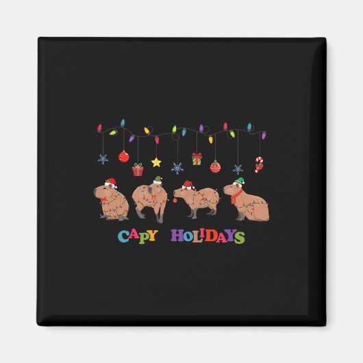 Capybara Frohe Weihnachten Capybaras Lover Funny C Magnet (Vorne)