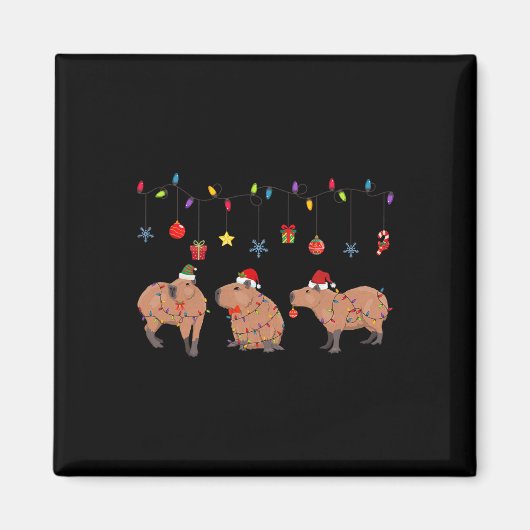 Capybara Frohe Weihnachten Capybaras Lover Funny C Magnet (Vorne)