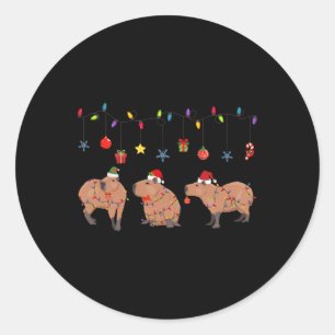 Capybara Frohe Weihnachten Capybaras Lover Funny C Runder Aufkleber