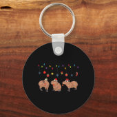 Capybara Frohe Weihnachten Capybaras Lover Funny C Schlüsselanhänger (Vorderseite)