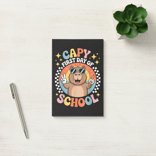 Capybara Froher erster Schultag Post-it Klebezettel (Büro)