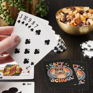 Capybara Froher erster Schultag Spielkarten