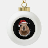Capybara Funny Christmas Keramik Kugel-Ornament (Vorderseite)