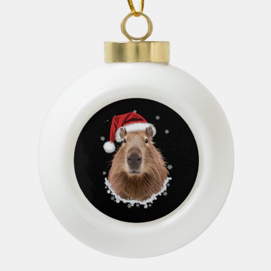 Capybara Funny Christmas Keramik Kugel-Ornament (Vorderseite)