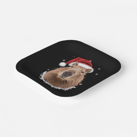 Capybara Funny Christmas Pappteller (Gewinkelt)