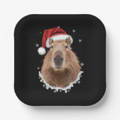 Capybara Funny Christmas Pappteller (Vorderseite)