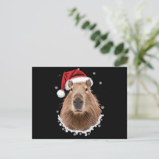 Capybara Funny Christmas Postkarte (Stehend Vorderseite)